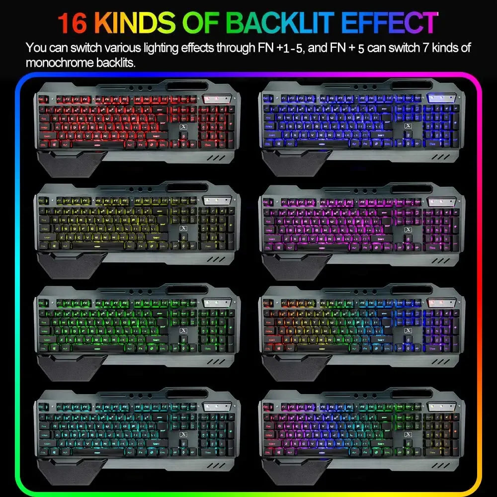 Wireless Gaming Keyboard & Mouse – RGB, Rechargeable, Full-Size, Wrist Rest