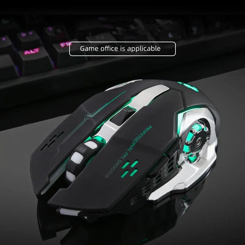 Wireless Rechargeable Gaming Mouse – Silent, Bluetooth/USB, Backlit, E-Sports