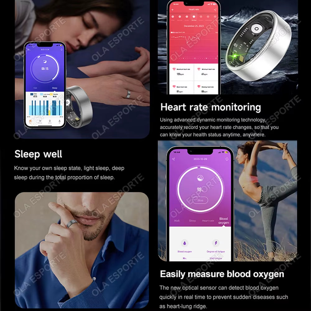 Smart Health Ring – Heart Rate, SpO₂, Multi-Sport, Waterproof