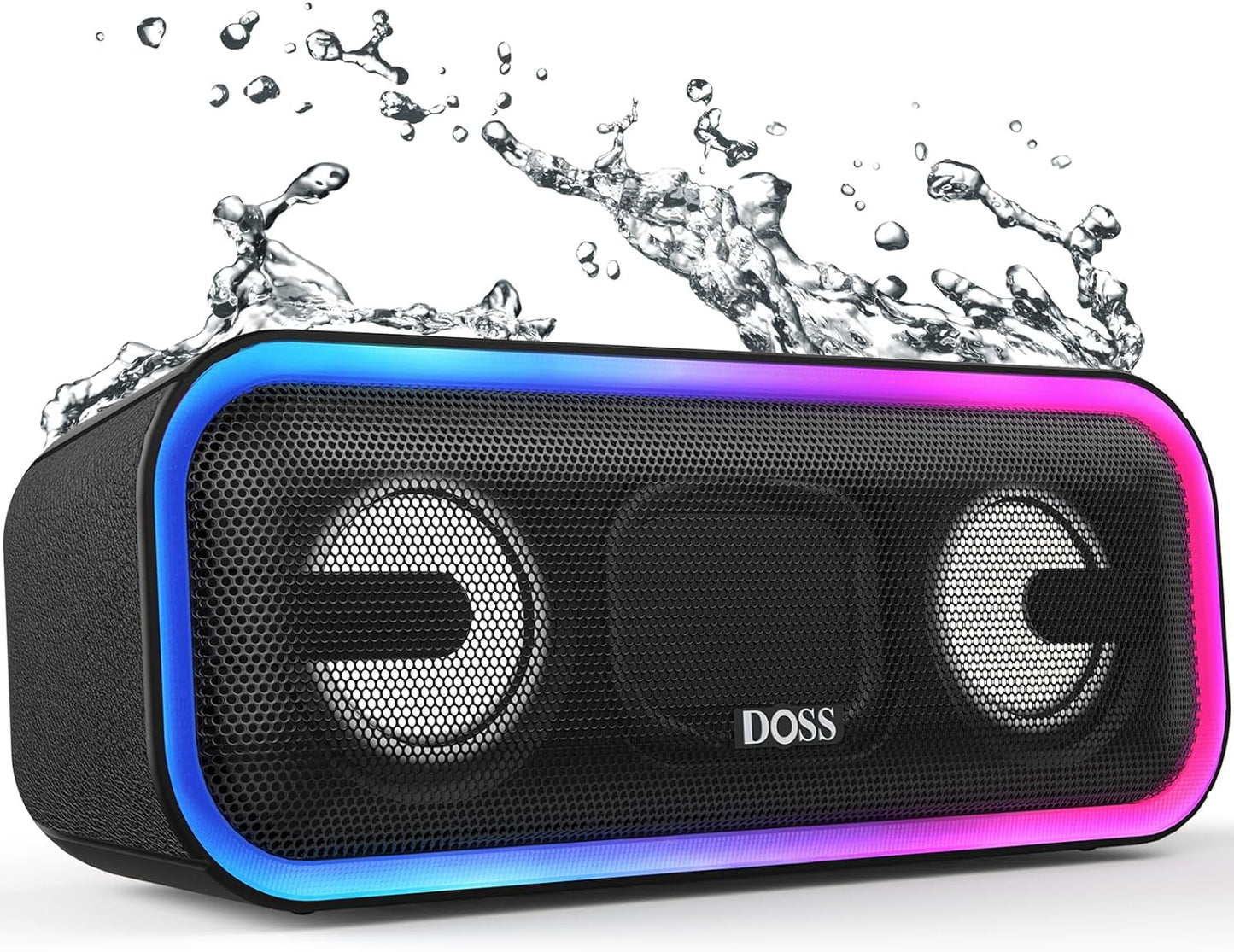 Soundbox Pro+ Bluetooth Speaker with 24W Impressive Sound, Booming Bass, IPX6 Waterproof, 15Hrs Playtime, Wireless Stereo Pairing, Mixed Colors Lights, 66 FT- Blue