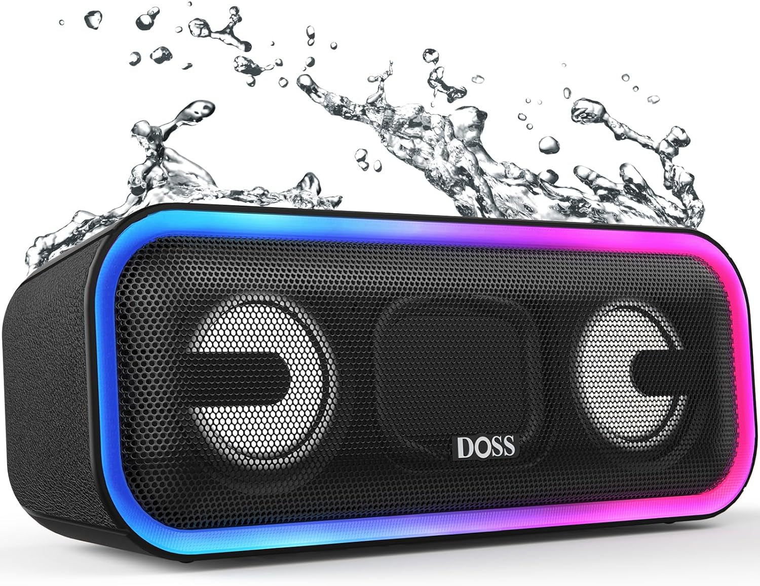 Soundbox Pro+ Bluetooth Speaker with 24W Impressive Sound, Booming Bass, IPX6 Waterproof, 15Hrs Playtime, Wireless Stereo Pairing, Mixed Colors Lights, 66 FT- Blue