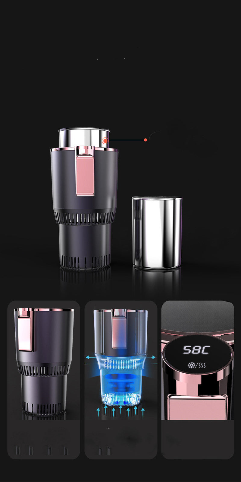 2-in-1 Intelligent Car Cup Warmer & Cooler – Smart Digital Display
