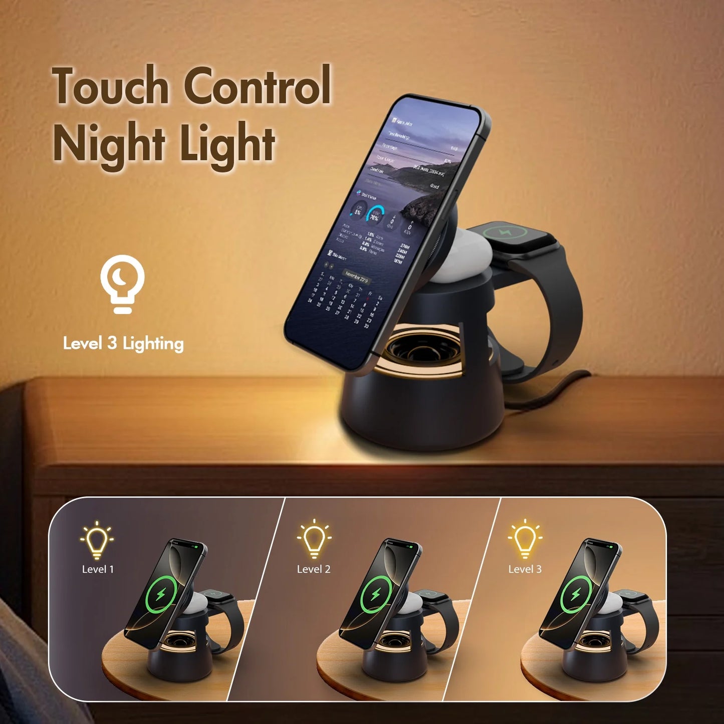 5-in-1 Wireless Charging Station – 15W Fast Charge for iPhone, AirPods & Apple Watch