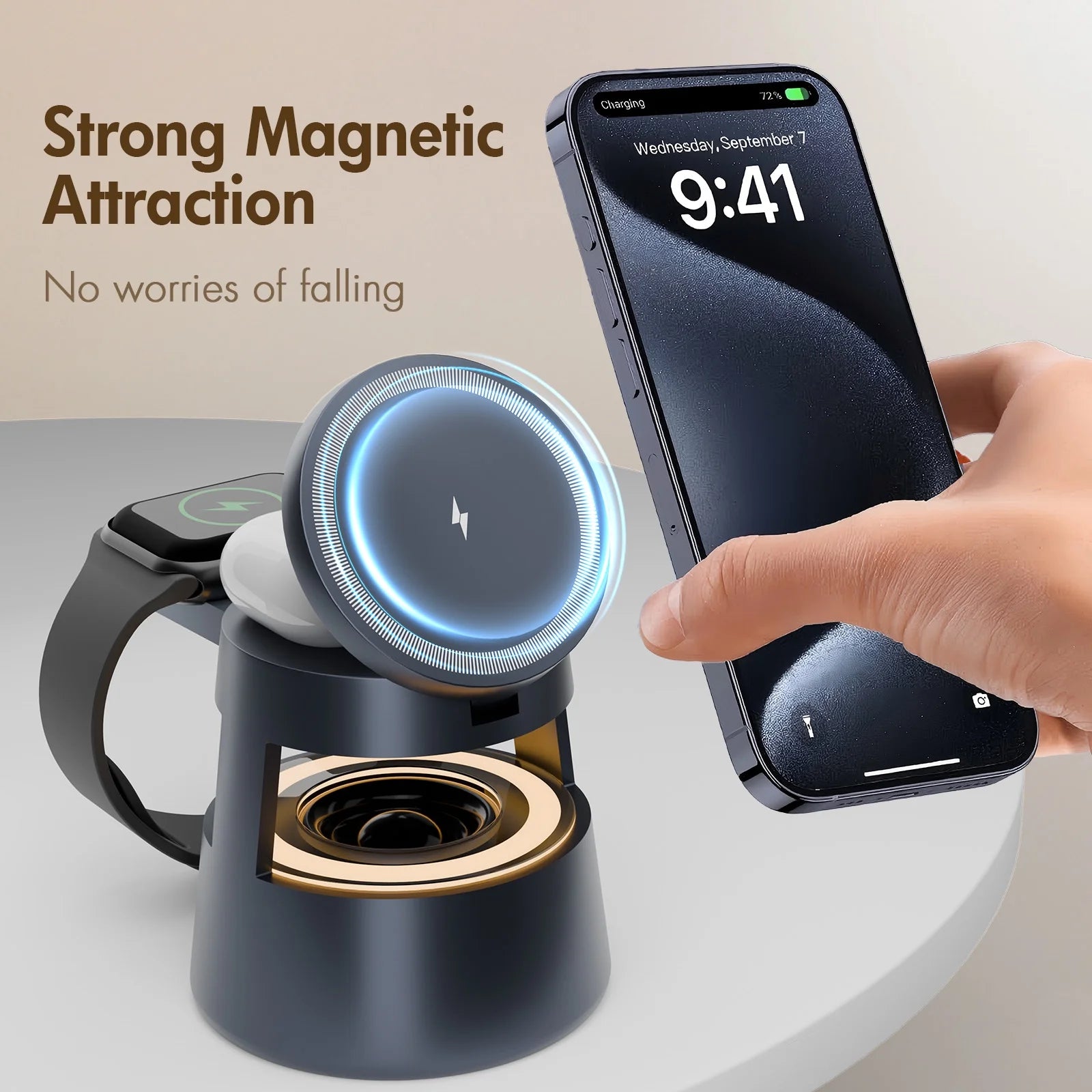 5-in-1 Wireless Charging Station – 15W Fast Charge for iPhone, AirPods & Apple Watch