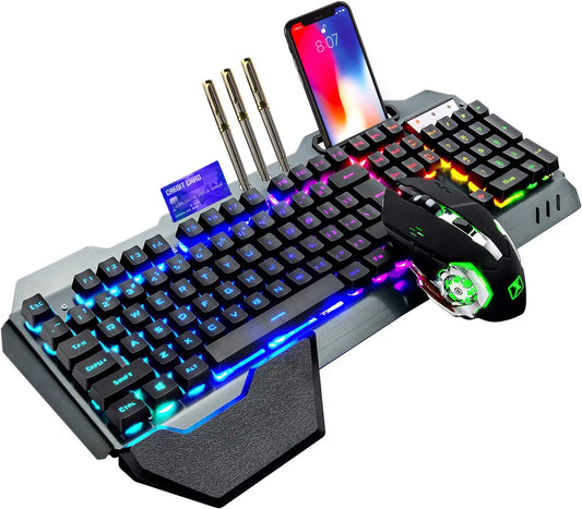 Wireless Gaming Keyboard & Mouse – RGB, Rechargeable, Full-Size, Wrist Rest