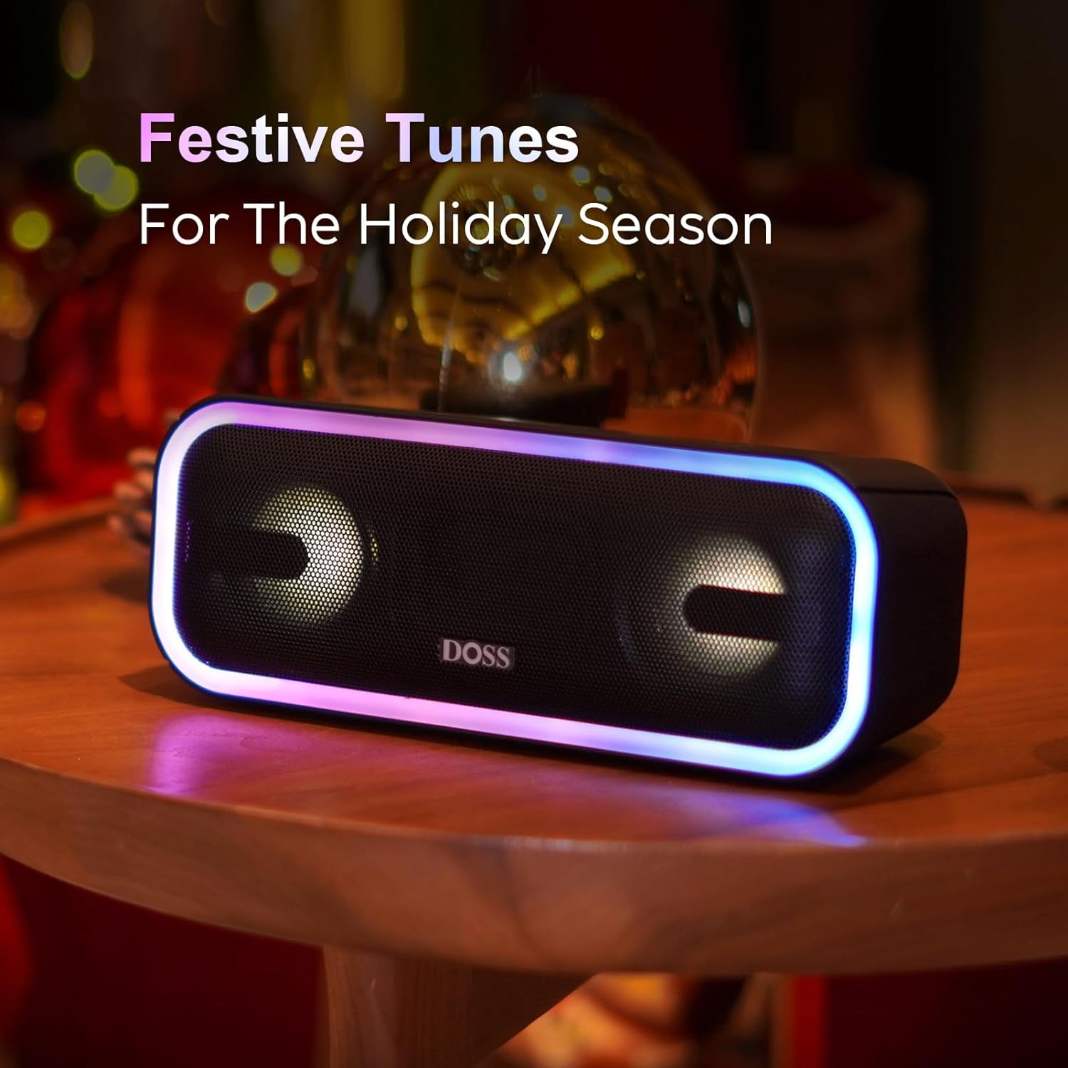 Soundbox Pro+ Bluetooth Speaker with 24W Impressive Sound, Booming Bass, IPX6 Waterproof, 15Hrs Playtime, Wireless Stereo Pairing, Mixed Colors Lights, 66 FT- Blue